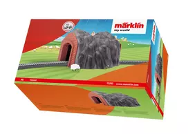 Märklin H0 vieno kelio tunelis su detaliu akmens arkos portalu, pilkas ir oranžinis 72202