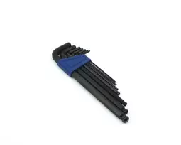 Brüder Mannesmann M 299 7 dalių L formos šešiabriaunių raktų rinkinys, chromo vanadžio plienas, metriniai 2,5-10 mm, DIN 911, satino chromu padengtas, su plastikiniu laikikliu