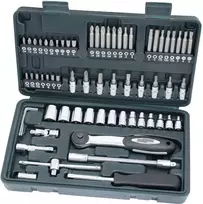 BRÜDER MANNESMANN 1/4 inch 65 dalių veržliarakčių rinkinys su reketu, prailgintuvais, antgaliais ir dėklu 29165