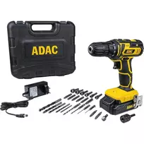 BRÜDER MANNESMANN ADAC 20 V akumuliatorinis gręžtuvas-suktuvas su Li-Ion baterija, 2 pavarų dėže, 40 Nm sukimo momentu, 13 mm be rakto griebtuvu, lagaminu, komplekte antgaliai (M17692)