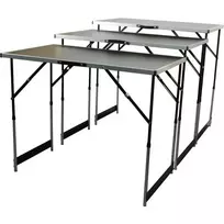 BRÜDER MANNESMANN M70113 Daugiafunkcis sulankstomas stalų rinkinys, 3 dalių, MDF E1 stalviršis 2,7 mm, aliuminio rėmas, sidabrinis/pilkas