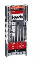 kwb 109146 stiklo grąžtų rinkinys, 6 vnt., 5/6/8 mm, volframo karbidas, stiklui, plytelėms, keramikai, veidrodžiui, porcelianui