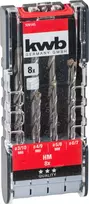 kwb 109145 karbido akmens spiralinis grąžtų rinkinys, 8 vnt., 3-10 mm