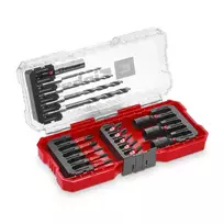 Einhell 1/4 colio (6,3 mm) antgalių ir įdėklų rinkinys, 18 dalių, chromo vanadžio plieno, magnetiniu antgalių laikikliu, plastikiniu dėklu 108709