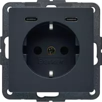 HAGER BERKER 48156086 Schuko lizdas su USB-C PD 20W įkrovikliu, poliarinė balta matinė