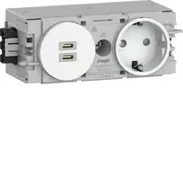 Hager Winsta įleidžiamas SCHUKO lizdas su 2x USB-C PD 20W įkrovikliu, grynai balta GS17009016