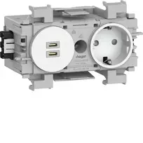 Hager Winsta Schuko rozetė su dvigubu USB-C PD 20W įkrovikliu, poliarinė balta GS17019016
