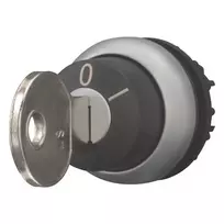 Eaton M22-WRS-MS2-A1 raktu valdomas selektoriaus jungiklio aktorius, 2 padėtys, fiksuotas, 22,5 mm, metalinis priekinis žiedas, juodas 111780