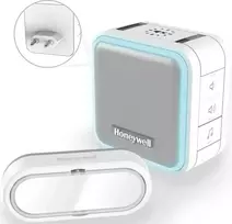 Honeywell DC515SP2L belaidis durų skambutis su kištukiniu skambučiu ir mygtuku, 150 m nuotolis, 6 melodijos, baltas