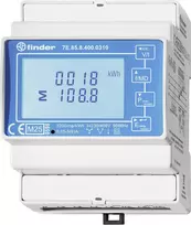 Finder 7E.85.8.400.0310 vienfazis skaitmeninis elektros energijos skaitiklis, tiesioginis prijungimas, B klasė, S0 impulsų išėjimas, DIN bėgelis