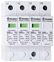 Finder 7P.24.8.275.K110 2 tipo viršįtampių apsaugos įtaisas fotovoltinėms sistemoms, 3 poliai, 1100 V DC, 20 kA (8/20 µs), DIN bėgelis