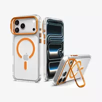 Spigen Ultra Hybrid Optik S MagSafe dėklas iPhone 17 Pro / 18 Pro - permatomas/oranžinis
