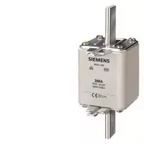 SIEMENS NH saugiklis, 3 dydis, 200 A, 500 V AC/440 V DC, gG, priekinis indikatorius, keraminis korpusas, sidabruoti vario kontaktai 3NA3340