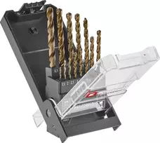 Einhell 249013 HSS-Co metalo grąžtų rinkinys, 13 dalių, 1,5-6,5 mm, kobalto lydinys, DIN 338, skeltas antgalis