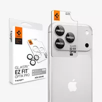 Spigen Optik Pro GLAS.tR EZ FIT apsauginis stiklas fotoaparato objektyvams 2 vnt. iPhone 18 Pro / 18 Pro Max - sidabrinis