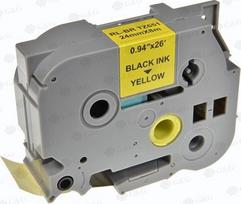 Compatible label printer tape for Brother, TZE-651, black print/yellow backing, laminated, 8m, 24mm