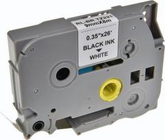 Compatible label printer tape for Brother, TZE-221, black print/white backing, laminated, 8m, 9mm