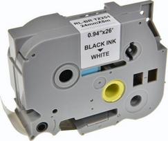 Compatible label printer tape for Brother, TZE-251, black print/white backing, laminated, 8m, 24mm
