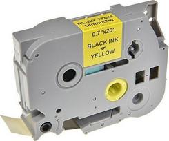 Compatible label printer tape for Brother, TZE-641, black print/yellow backing, laminated, 8m, 18mm