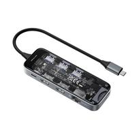 Skaidri USB-C prijungimo stotelė DELTACO 3xUSB-A / SD ir microSD / RJ45 / 2x HDMI / 3,5 mm / USBC