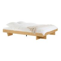 Natūralios spalvos dvigulė lova iš MDF plokštės iš ąžuolo be galvūgalio su lovos grotelėmis 160x200 cm Kito – noo.ma