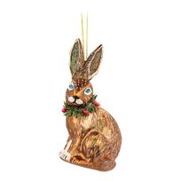 Iš stiklo rankų darbo eglutės papuošimas 5 cm Festive Hare – Sass & Belle