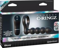 Penio žiedas su karoliukų analiniu vibratoriumi Double Penetrator