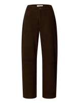 Selected - Slwkaya Mw Suede Barrel Trouser - Odinės tamprės-kelnės - Ruda
