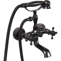 Fala vonios maišytuvas Retro Black 1 75808, 2 rankenėlės, sieninis, juodas, žalvaris, 15 cm, 1.5 m, ECOflow, CORUNDox, ERGOsize