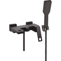 Fala dušo rinkinys Noir 75882, 15.5 cm, 1.5 m, žalvaris, matinis juodas, 2 angos, dušo galva, dušo žarna, baterija