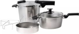 Fissler Greitpuodžiai Vitaquick Premium 3,5 l + 6 l su perforuotu įdėklu ir stikliniu dangčiu