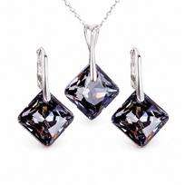 Sidabrinis papuošalų rinkinys moterims „Shimmer (Silver Night)“ su Swarovski® kristalais