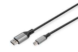 Digitus 8K DisplayPort Adapter Cable, mini DisplayPort to DisplayPort (black/gray, 2 meters)