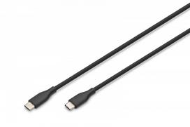 Digitus USB 2.0 silicone connector cable, USB-C to USB-C (black, 0.5 meter, PD, charging up to 60 watts)