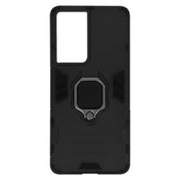 Coque Samsung Galaxy S21 Ultra - Smūgio atsparus - Metalinis žiedas - Vaizdo palaikymas - Juodas - Kietas