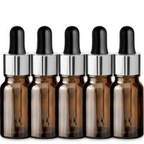 Rudas 10 ml stiklinis buteliukas su sidabrine aliuminio pipete, 5 vnt. rinkinys