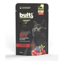 BULTI Superfood malta jautiena su spanguolėmis ir katžole mono - drėgnas pašaras katėms - 100g