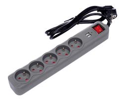 Prekės namams // Ilgintuvai // \nPrzedłużacz 1,5m 5 gniazd 2 porty USB KD4033\n