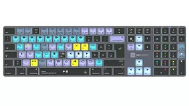 Logickeyboard DaVinci Resolve Classic Titan DE (Mac) – Vokiška išdėstymo, laidinė USB, apšviesta redagavimo klaviatūra