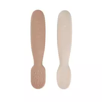 Beaba 2 vienetų silikoninių pirmųjų šaukštelių-kramtukų rinkinys Praline/Clay