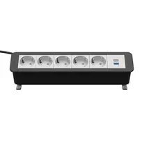 Kindermann CP Office Desk Power Strip 5x Schuko 1x USB-A 3m Black