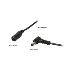 ALLNET DC Power Extension Cable 5,1mm x 2,1mm Female to Male 1,5m Black (ALL-Adapt-Ext5-10-1500)