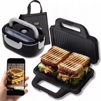 Sumuštinių keptuvė „Panini“ grilis 1400 W + elektrinė pietų dėžutė