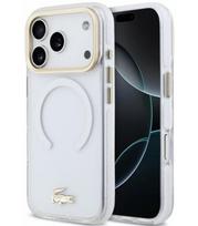 Skaidrus dėklas Apple iPhone 18 Pro telefonui "Lacoste PC/TPU Frosted Finish Gold Logo MagSafe Case"