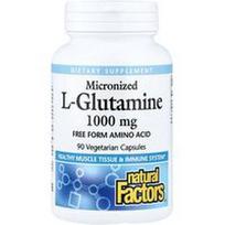 Natural Factors, Mikronizuotas L-glutaminas, 1 000 mg, 90 vegetariškų kapsulių
