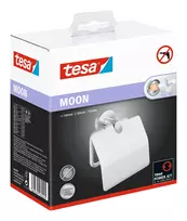 Tesa MOON Tualetinio popieriaus laikiklis su dangteliu, lipnus, nerūdijančio plieno išvaizdos, sidabrinis, 1 vnt.