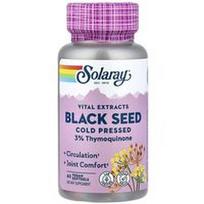 Solaray, Gyvybiškai svarbūs ekstraktai, juodųjų kmynų sėklos, šalto spaudimo, 60 veganiškų minkštųjų kapsulių (500 mg vienoje minkštojoje kapsulėje)