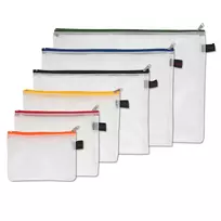 FolderSys 6 vnt. užtrauktuku užsegamų dokumentų dėklų rinkinys - A6, B6, A5, B5, A4, B4 - Skaidrus