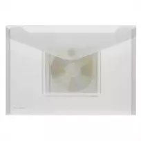 FolderSys A4 Landscape Ring Binder Pocket with CD/Jewel Case Pocket, Transparent, Pack of 10