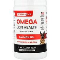 StrellaLab, „Omega Skin Health“ su lašišų aliejumi, šunims ir katėms, su vištiena, 180 minkštų kramtomųjų gabalėlių, 513 g
